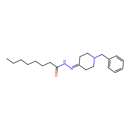 N-[(1-benzylpiperidin-4-ylidene)amino]octanamide structure