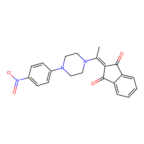 2-[1-[4-(4-Nitrophenyl)piperazin-1-yl]ethylidene]indene-1,3-dione structure