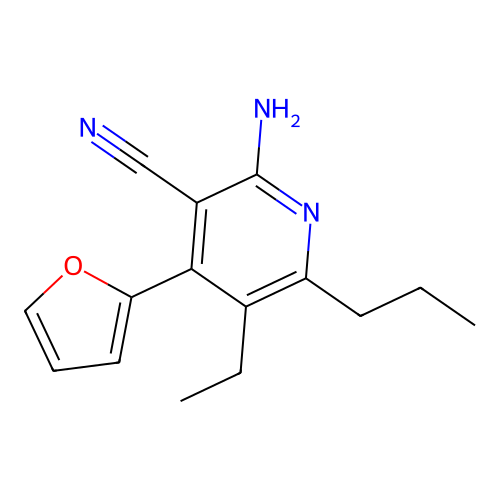 2-Amino-5-ethyl-4-(2-furanyl)-6-propyl-3-pyridinecarbonitrile structure