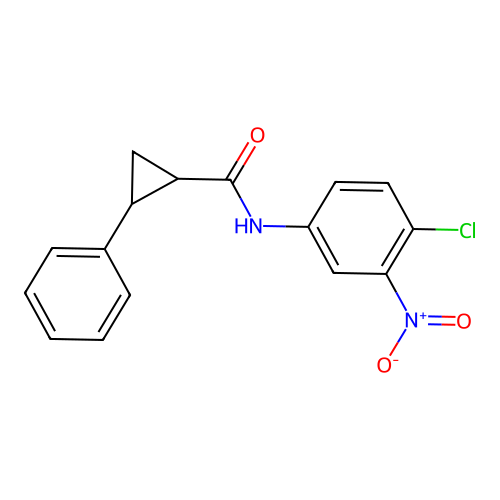 N-{4-chloro-3-nitrophenyl}-2-phenylcyclopropanecarboxamide structure