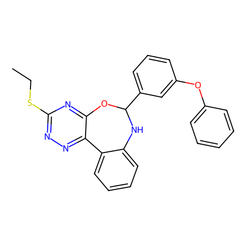 3-(ethylsulfanyl)-6-(3-phenoxyphenyl)-6,7-dihydro[1,2,4]triazino[5,6-d][3,1]benzoxazepine structure