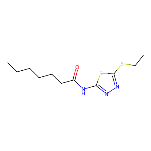 N-[5-(ethylsulfanyl)-1,3,4-thiadiazol-2-yl]heptanamide structure