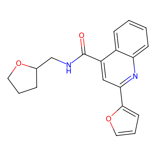 2-(2-furanyl)-N-(2-oxolanylmethyl)-4-quinolinecarboxamide structure
