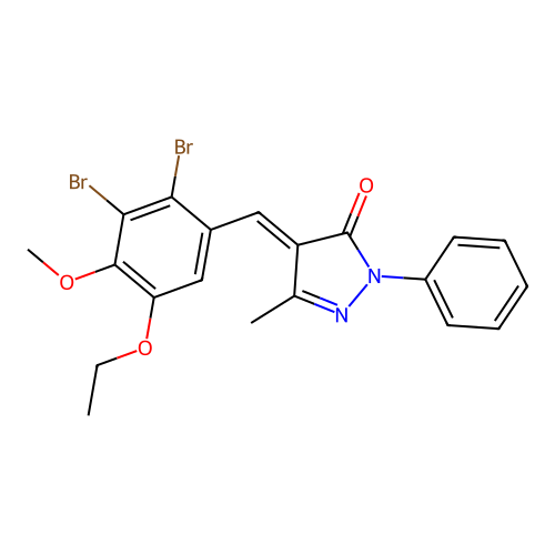 4-(2,3-dibromo-5-ethoxy-4-methoxybenzylidene)-5-methyl-2-phenyl-2,4-dihydro-3H-pyrazol-3-one structure