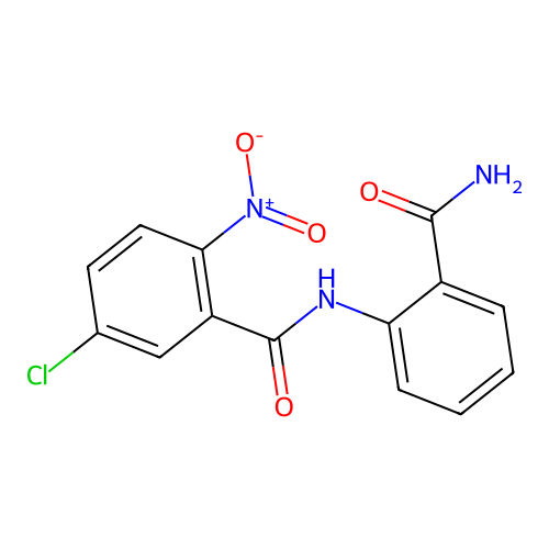 N-(2-carbamoylphenyl)-5-chloro-2-nitrobenzamide structure