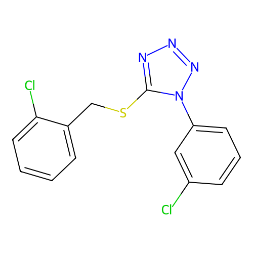 1-(3-Chlorophenyl)-5-[(2-chlorophenyl)methylsulfanyl]tetrazole structure