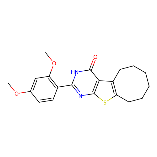 2-(2,4-dimethoxyphenyl)-5,6,7,8,9,10-hexahydrocycloocta[4,5]thieno[2,3-d]pyrimidin-4(3H)-one structure