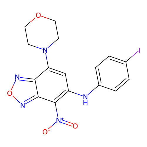 N-(4-iodophenyl)-7-(morpholin-4-yl)-4-nitro-2,1,3-benzoxadiazol-5-amine structure