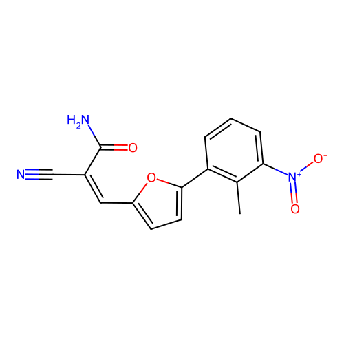 2-Cyano-3-[5-(2-methyl-3-nitrophenyl)furan-2-yl]prop-2-enamide structure