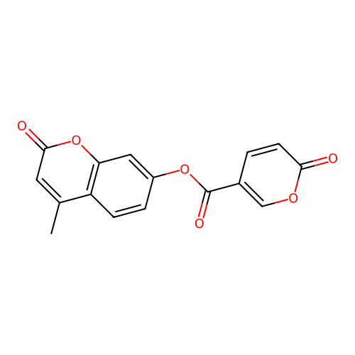 4-methyl-2-oxo-2H-chromen-7-yl 2-oxo-2H-pyran-5-carboxylate structure