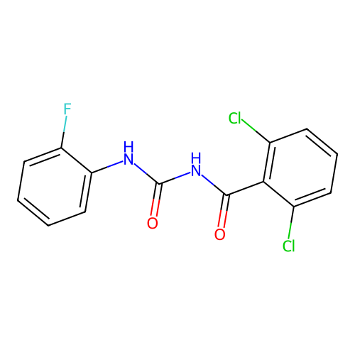 (2,6-dichlorophenyl)-N-{[(2-fluorophenyl)amino]carbonyl}carboxamide structure