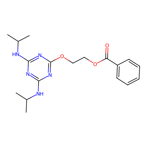2-((4,6-Bis(isopropylamino)-1,3,5-triazin-2-yl)oxy)ethyl benzoate structure