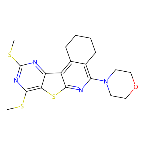 4-(8,10-bis(methylthio)-1,2,3,4-tetrahydropyrimido[4',5':4,5]thieno[2,3-c]isoquinolin-5-yl)morpholine structure