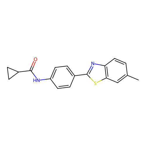 N-[4-(6-methyl-1,3-benzothiazol-2-yl)phenyl]cyclopropanecarboxamide structure