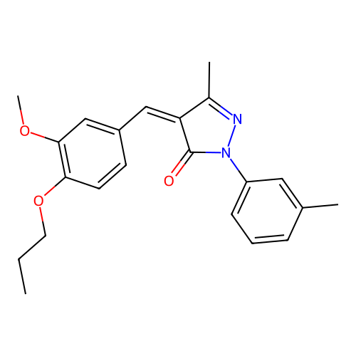 (4Z)-4-[(3-methoxy-4-propoxyphenyl)methylidene]-5-methyl-2-(3-methylphenyl)pyrazol-3-one structure