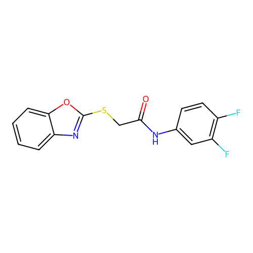 2-(1,3-benzoxazol-2-ylsulfanyl)-N-(3,4-difluorophenyl)acetamide structure