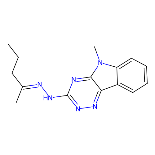 2-pentanone (5-methyl-5H-[1,2,4]triazino[5,6-b]indol-3-yl)hydrazone structure