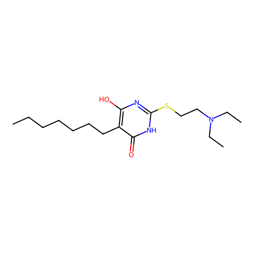 2-{[2-(Diethylamino)ethyl]sulfanyl}-5-heptylpyrimidine-4,6-diol structure