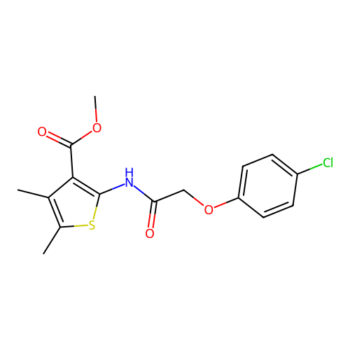 Methyl 2-(2-(4-chlorophenoxy)acetamido)-4,5-dimethylthiophene-3-carboxylate structure