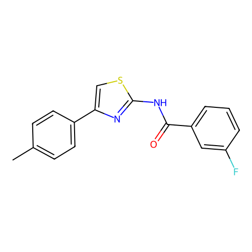 3-fluoro-N-[4-(4-methylphenyl)-1,3-thiazol-2-yl]benzamide structure