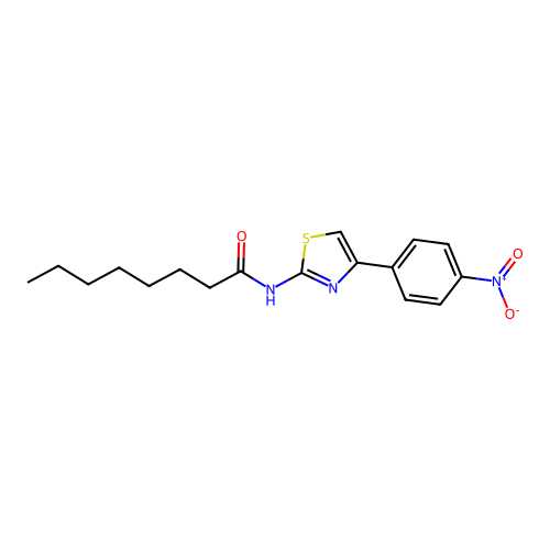 N-[4-(4-nitrophenyl)-1,3-thiazol-2-yl]octanamide structure