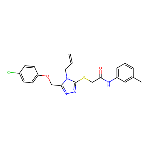 2-((4-allyl-5-((4-chlorophenoxy)methyl)-4H-1,2,4-triazol-3-yl)thio)-N-(m-tolyl)acetamide structure