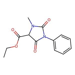 Ethyl 3-methyl-2,5-dioxo-1-phenylimidazolidine-4-carboxylate structure
