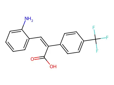 3-(2-Aminophenyl)-2-[4-(trifluoromethyl)phenyl]prop-2-enoic acid structure
