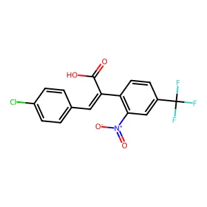 3-(4-Chlorophenyl)-2-[2-nitro-4-(trifluoromethyl)phenyl]prop-2-enoic acid structure