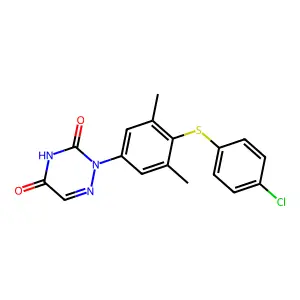 2-(4-((4-Chlorophenyl)thio)-3,5-dimethylphenyl)-1,2,4-triazine-3,5(2H,4H)-dione structure