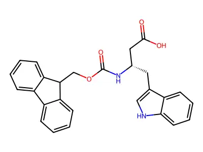 (S)-3-((((9H-Fluoren-9-yl)methoxy)carbonyl)amino)-4-(1H-indol-3-yl)butanoic acid structure