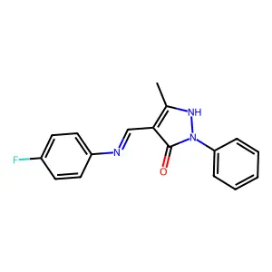 (4E)-4-[(4-fluoroanilino)methylidene]-5-methyl-2-phenylpyrazol-3-one structure