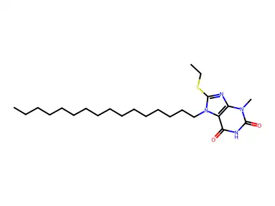 8-(ethylsulfanyl)-7-hexadecyl-3-methyl-3,7-dihydro-1H-purine-2,6-dione structure