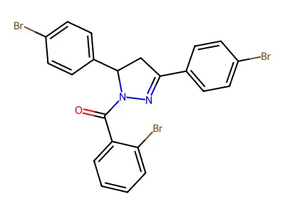 (3,5-bis(4-bromophenyl)-4,5-dihydro-1H-pyrazol-1-yl)(2-bromophenyl)methanone structure