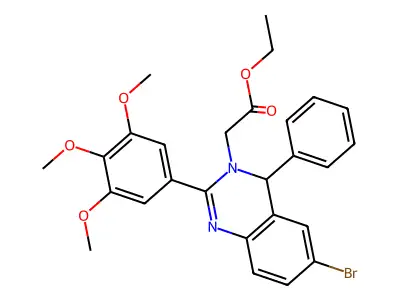 ethyl [6-bromo-4-phenyl-2-(3,4,5-trimethoxyphenyl)quinazolin-3(4H)-yl]acetate structure