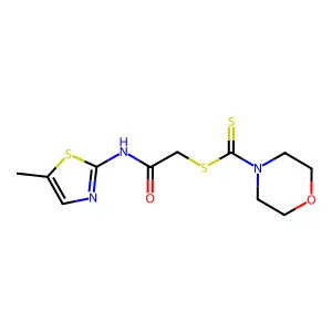 [2-[(5-Methyl-1,3-thiazol-2-yl)amino]-2-oxoethyl] morpholine-4-carbodithioate structure