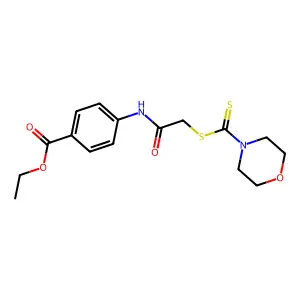 Ethyl 4-({[(4-morpholinylcarbothioyl)sulfanyl]acetyl}amino)benzoate structure