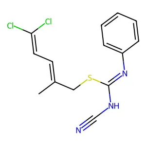 (5,5-dichloro-2-methylpenta-2,4-dienyl) N-cyano-N'-phenylcarbamimidothioate structure
