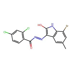 N'-(7-bromo-5-methyl-2-oxo-1,2-dihydro-3H-indol-3-ylidene)-2,4-dichlorobenzohydrazide structure