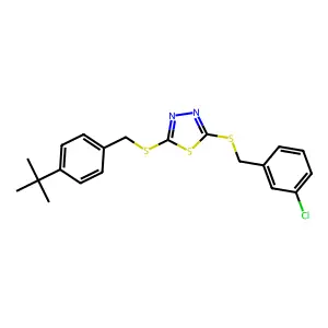 5-(4-tert-Butylbenzylthio)-2-(3-chlorobenzylthio)-1,3,4-thiadiazole structure