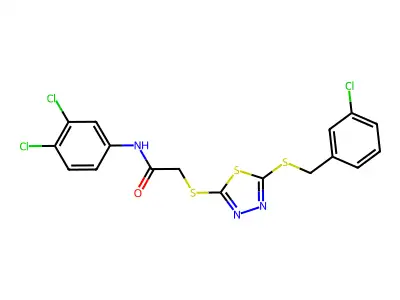 2-[5-(3-Chlorobenzylthio)-1,3,4-thiadiazol-2-ylthio]-N-(3,4-dichlorophenyl)acetamide structure