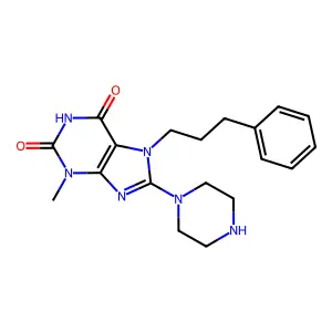3-Methyl-7-(3-phenyl-propyl)-8-piperazin-1-yl-3,7-dihydro-purine-2,6-dione structure