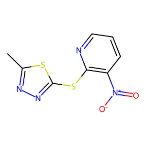 2-[(5-Methyl-1,3,4-thiadiazol-2-yl)thio]-3-nitropyridine structure