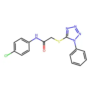 N-(4-chlorophenyl)-2-(1-phenyltetrazol-5-yl)sulfanylacetamide structure