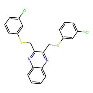 2,3-Bis[(3-chlorophenyl)sulfanylmethyl]quinoxaline structure