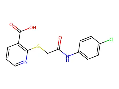 2-{[N-(4-chlorophenyl)carbamoyl]methylthio}pyridine-3-carboxylic acid structure
