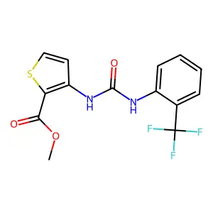 Methyl 3-({[2-(trifluoromethyl)anilino]carbonyl}amino)-2-thiophenecarboxylate structure