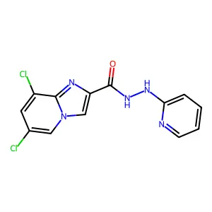 6,8-dichloro-N'-(2-pyridinyl)imidazo[1,2-a]pyridine-2-carbohydrazide structure