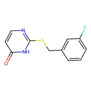 2-[(3-fluorophenyl)methylsulfanyl]-1H-pyrimidin-6-one structure