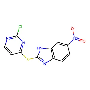 2-[(2-chloro-4-pyrimidinyl)sulfanyl]-5-nitro-1H-benzimidazole structure